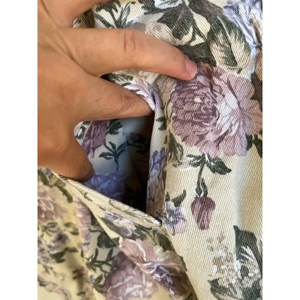 Anthropologie English Roses Woman  Floral Studded Denim Jacket, Size Med…